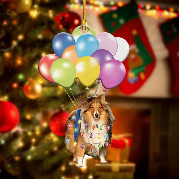 Sheltie Sheepdog Flying With Bubbles YC0611610CL Ornaments, 2D Flat Ornament