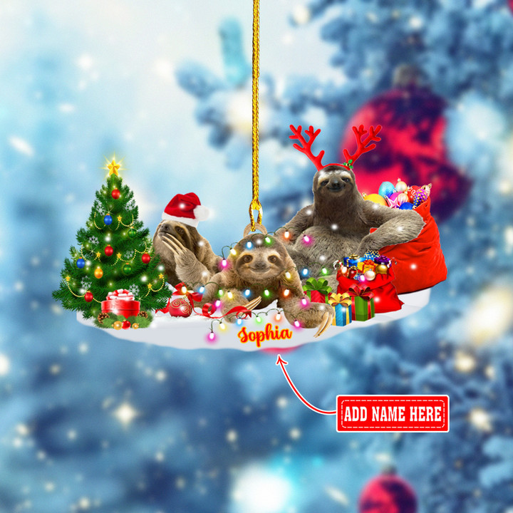 Personalized Christmas Sloth NI2611001YC Ornaments, 2D Flat Ornament