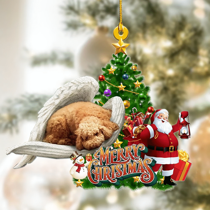 Sleeping Poodle Angle And Christmas Tree YC0611529CL Ornaments, 2D Flat Ornament