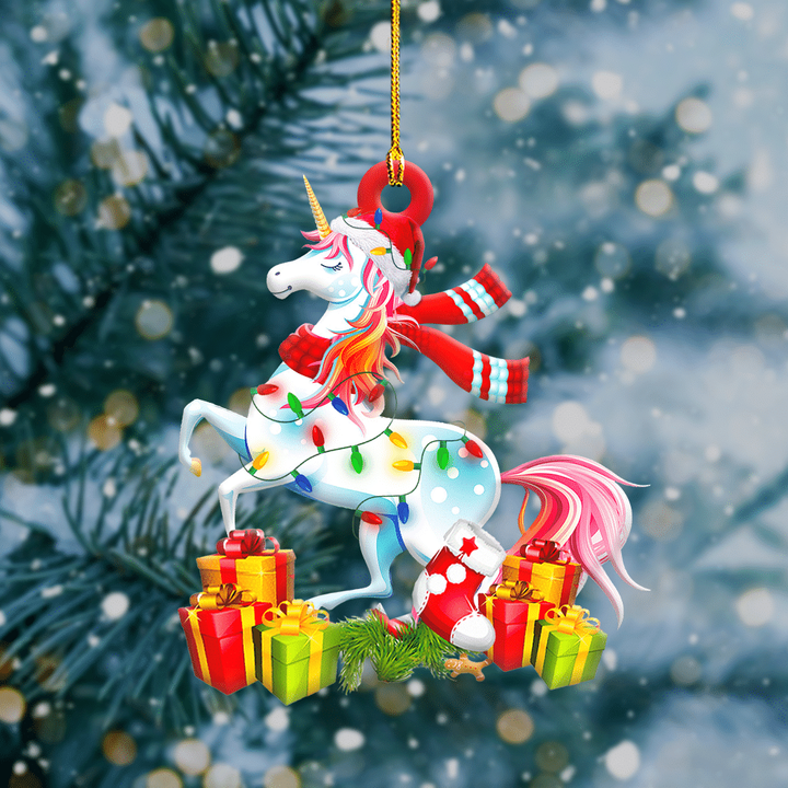 Unicorn Light Christmas YW0511202CL Ornaments, 2D Flat Ornament