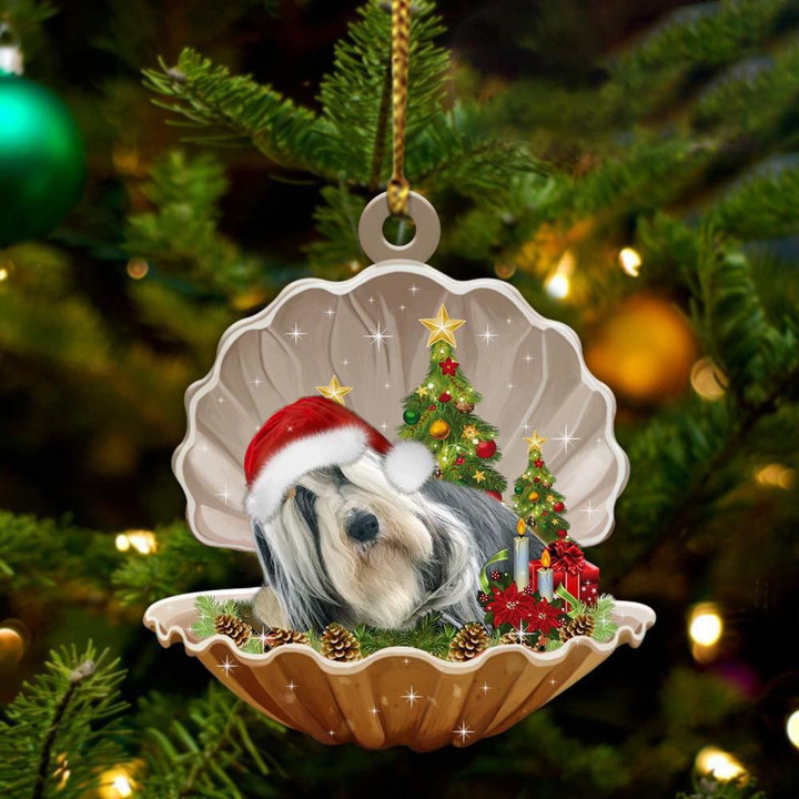 Bearded Collie Sleeping Pearl In Christmas YC0711065CL Ornaments, 2D Flat Ornament