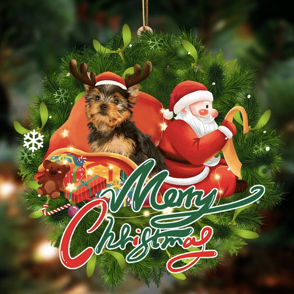Yorkshire Terrier Christmas YC0811314CL Ornaments, 2D Flat Ornament