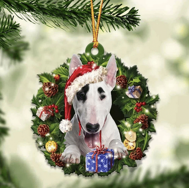 Bull Terrier Christmas YC0811286CL Ornaments, 2D Flat Ornament
