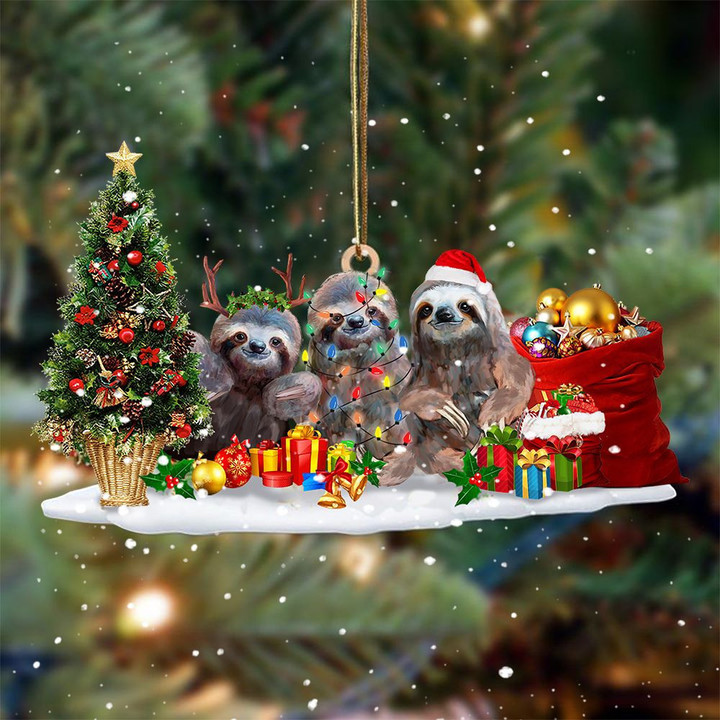 Three Sloths Christmas YW0511051CL Ornaments, 2D Flat Ornament