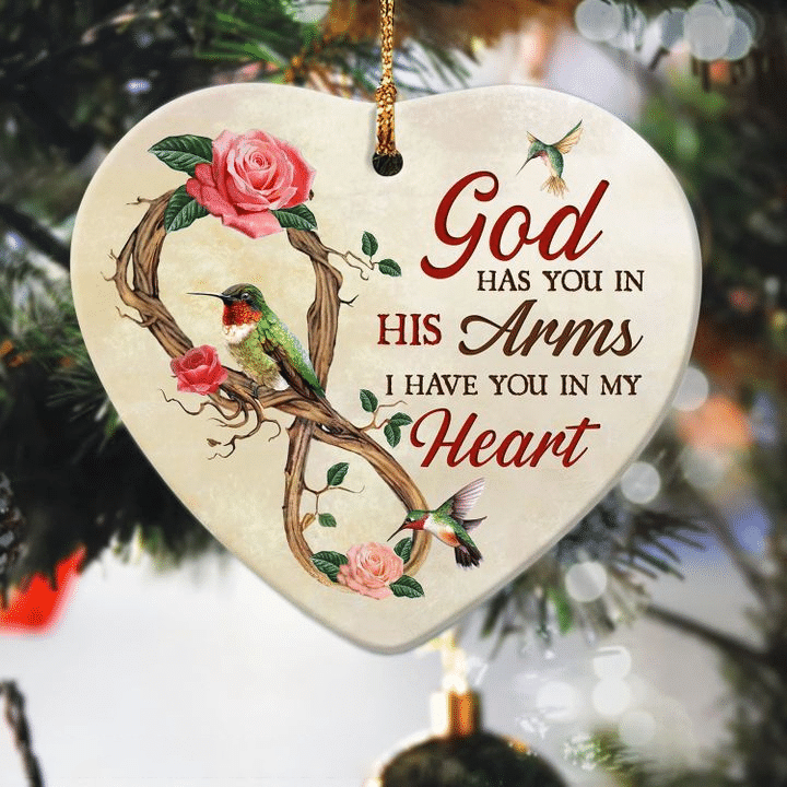 Jesus Hummingbird God Has You In His Arm Heart YC0611660CL Ornaments, 2D Flat Ornament