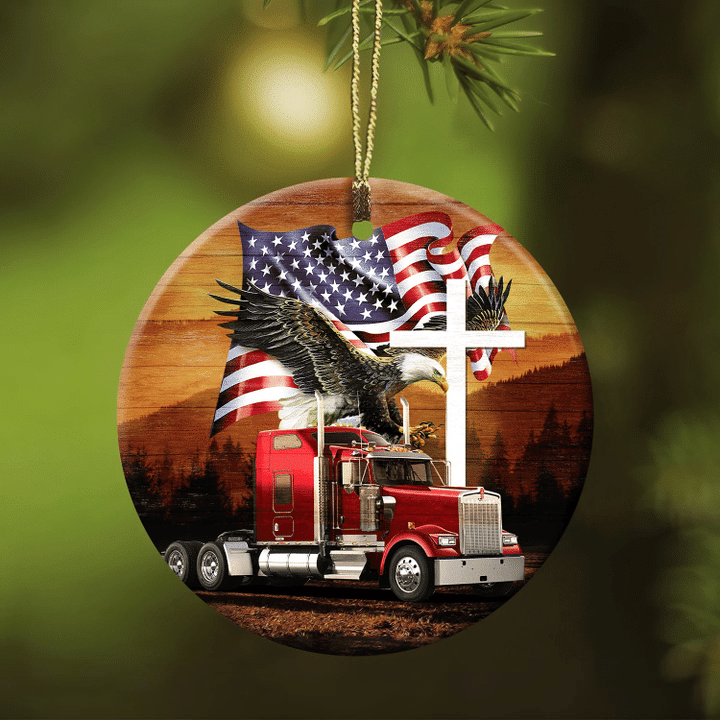 Jesus Awesome Eagle And The Red Truck YC0611710CL Ornaments, 2D Flat Ornament