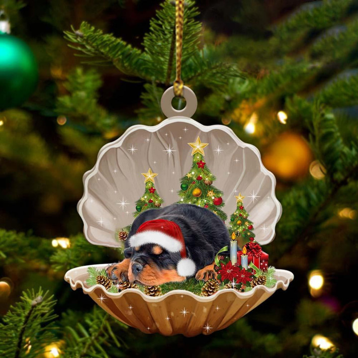 Rottweiler Sleeping Pearl In Christmas YC0711280CL Ornaments, 2D Flat Ornament