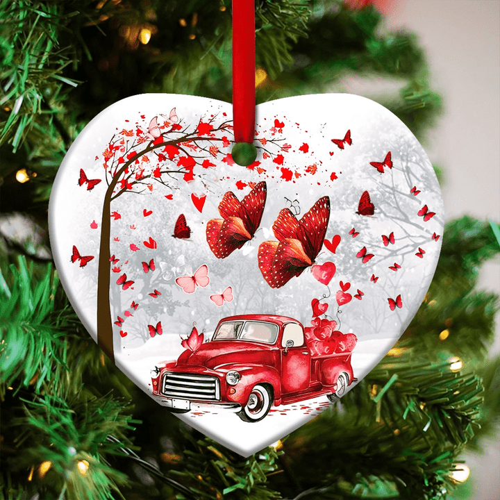 Butterfly Christmas Red Truck YC0711932CL Ornaments, 2D Flat Ornament