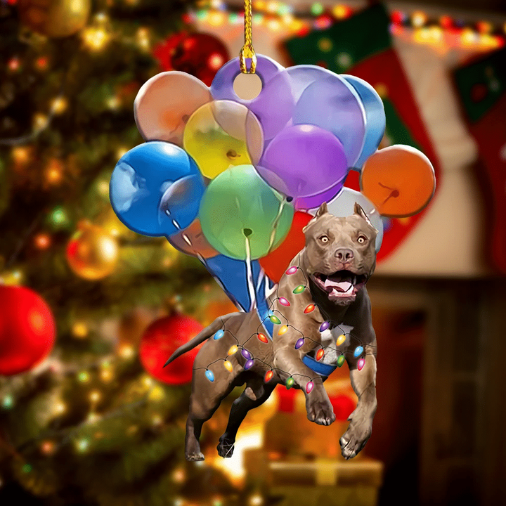 Pitbull Dog Flying With Bubbles YC0611588CL Ornaments, 2D Flat Ornament