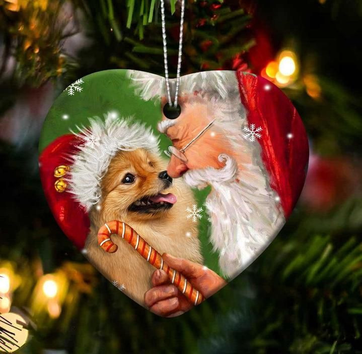 Dog Happy Heart Merry Christmas Pomeranian YC0611478CL Ornaments, 2D Flat Ornament
