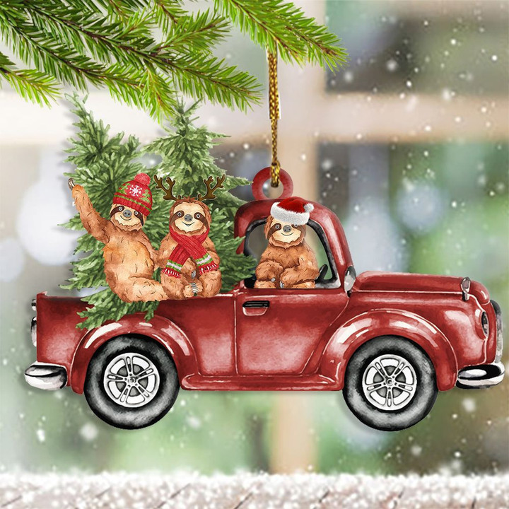 Sloths On Car Christmas YW0511196CL Ornaments, 2D Flat Ornament