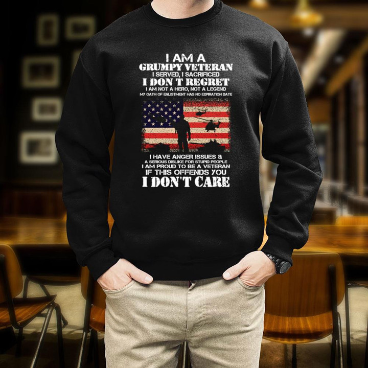 I Am A Grumpy Veteran I Don't Care Hoodie (Front)