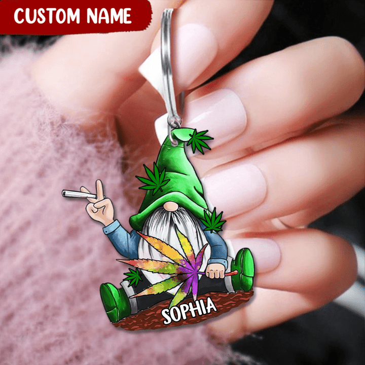 Gnome Poppy St Patrick Day Keychain Custom Name Irish Acrylic Flat Keychain
