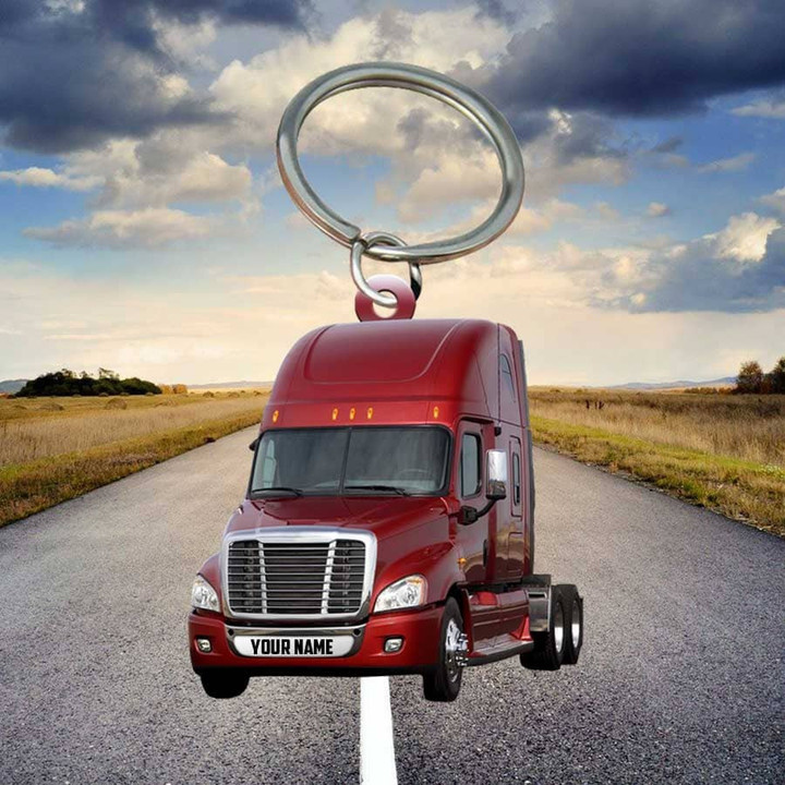 Personalized Truck Keychain, Custom Name Trucker Flat Acrylic Keychain for Truck Lovers