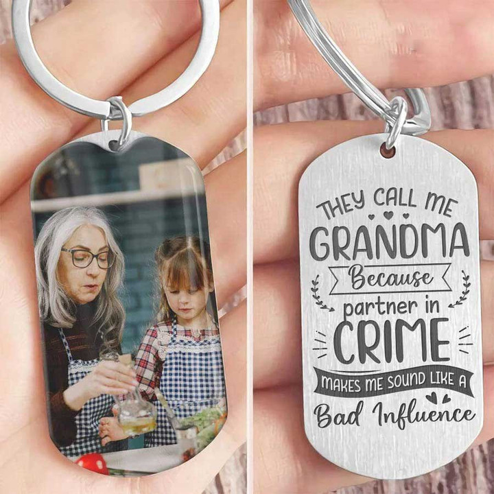 My favorite people call me Grandma, Custom Photo Mothers Day 2D Keychain for Nana, Grandma