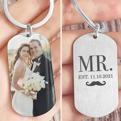 Personalized Mr/ Mrs Couple Wedding Anniversary 2D Keychain for Husband and Wife