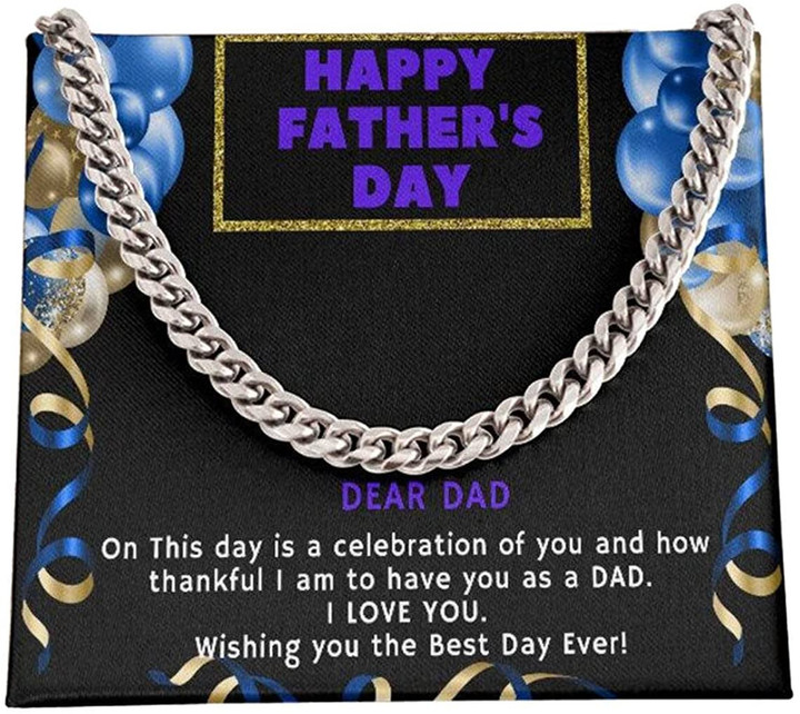 Dear Dad Happy Fathers Day On This Day Cuban Link Chain Necklace For Dad Necklace For Fathers Day Gift For Fathers Day Cuban Link Chain Necklace For Dad Personalized Gift For Dad - 1