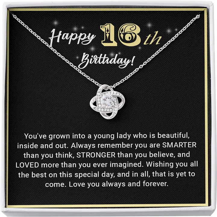 16th  Birthday NeaklaceLove Knot Birthday Necklace for  Women Girls Gifts Happy Birthday for Daughter Granddaughter Sister Friends with Message Card and Box Meaning - 1