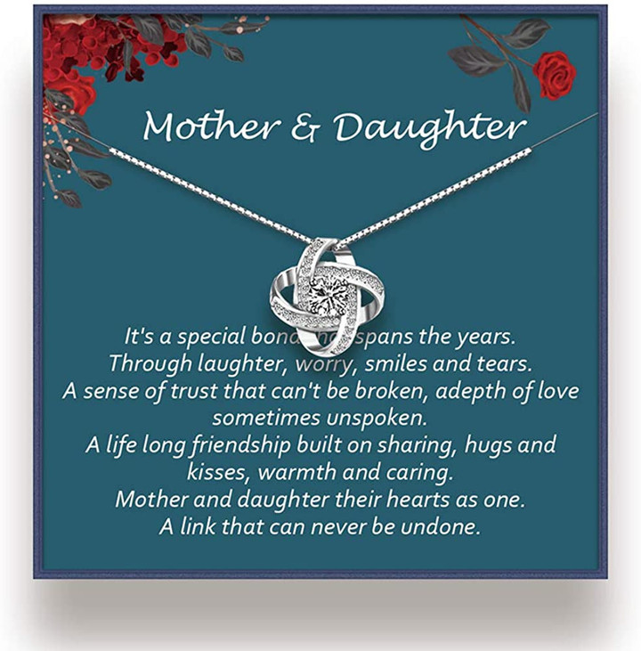 Mother Daughter Necklace - Sterling Silver Mothers Day Gift with Gift Card Box - 1