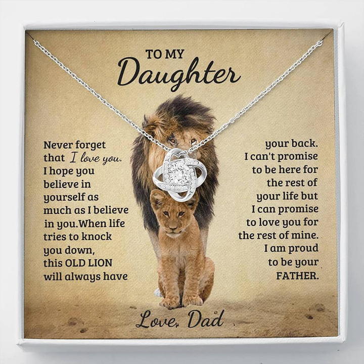 Daughter Gifts From DadTo My Daughter Lion Dad And Daughter Necklace Love Knot Necklace Birthday Gift for Daughter From Dad Christmas Gift For Daughter Necklace Father Daughter Necklace - 1