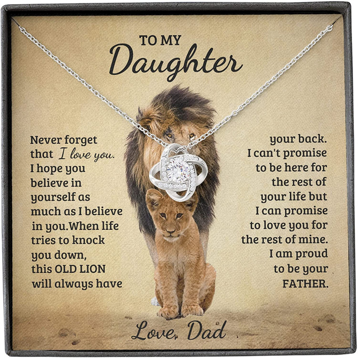 Daughter Gifts From Dad Father Daughter Necklace To My Daughter Lion Dad And Daughter Necklace Father Daughter Gifts Love Knot Necklace Birthday Gift for Daughter From Dad - 1