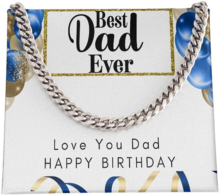 Love You Dad Happy Birthday Cuban Link Chain Necklace For Dad Necklace For Fathers Day Gift For Fathers Day Cuban Link Chain Necklace For Dad Personalized Gift For Dad - 1