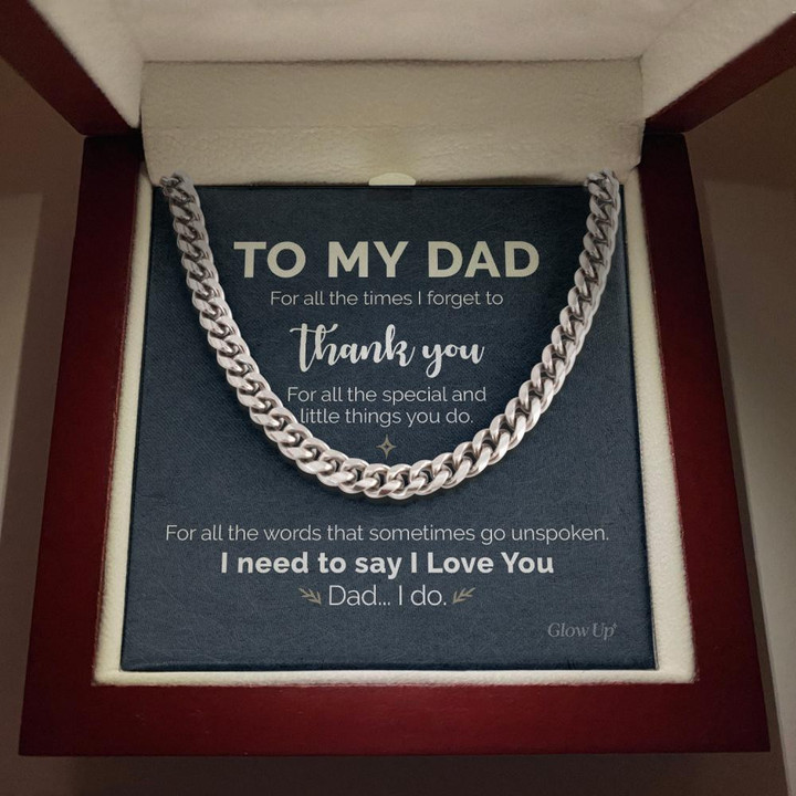 Pamaheart- To My Dad - Thank you for all - Cuban Link Chain Gift For Man Husband Gift For Birthday Christmas - 1