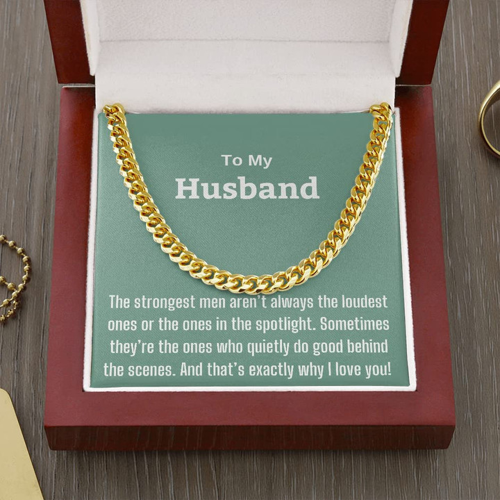 Personalized Message Card Cuban Link Chain Necklace To My Husband Exactly Why I Love You Cuban Link Chain Necklace Gift For Husband - 1