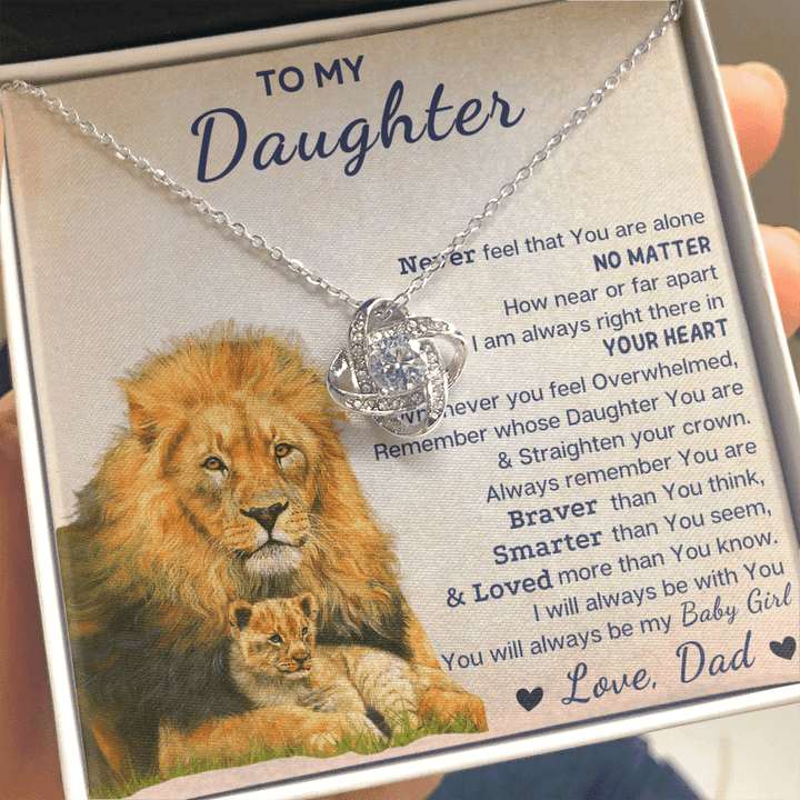 To My Daughter From Dad Necklace - You Will Always Be My Baby Girl Necklace for Daughter Love Knot Necklace - 1