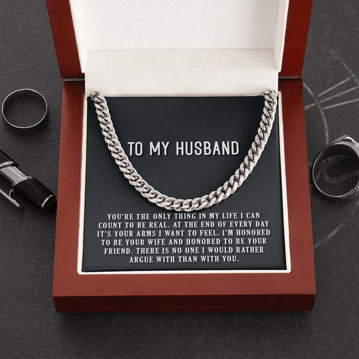 Handmade Jewelry - Personalized Gifts Custom Card Message Necklace Handmade Necklace Personalized Name To My Husband Youre The Only Thing Cuban Link Chain Necklace Gift For Husband Jewelry - 1