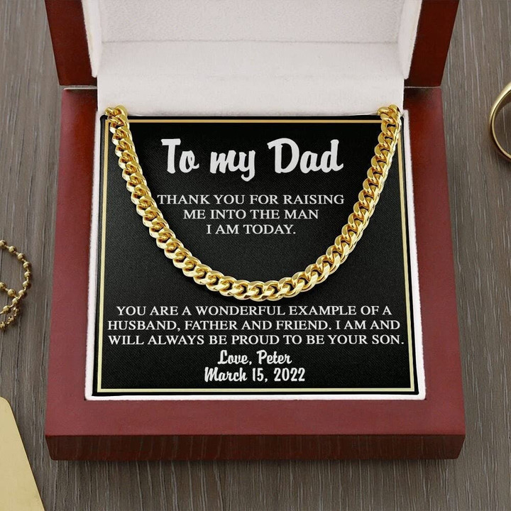 Father of The Groom Gift from Groom Father of Groom Wedding Necklace Personalized Wedding Gift for Dad from Son Cuban Link Chain Necklace - 1