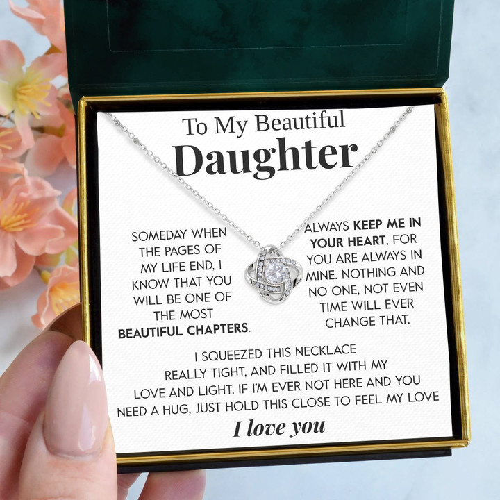 Pamaheart - To My Beautiful Daughter  The Most Beautiful Chapter  Love Knot Necklace Gift For Birthday Christmas Mothers Day - 1