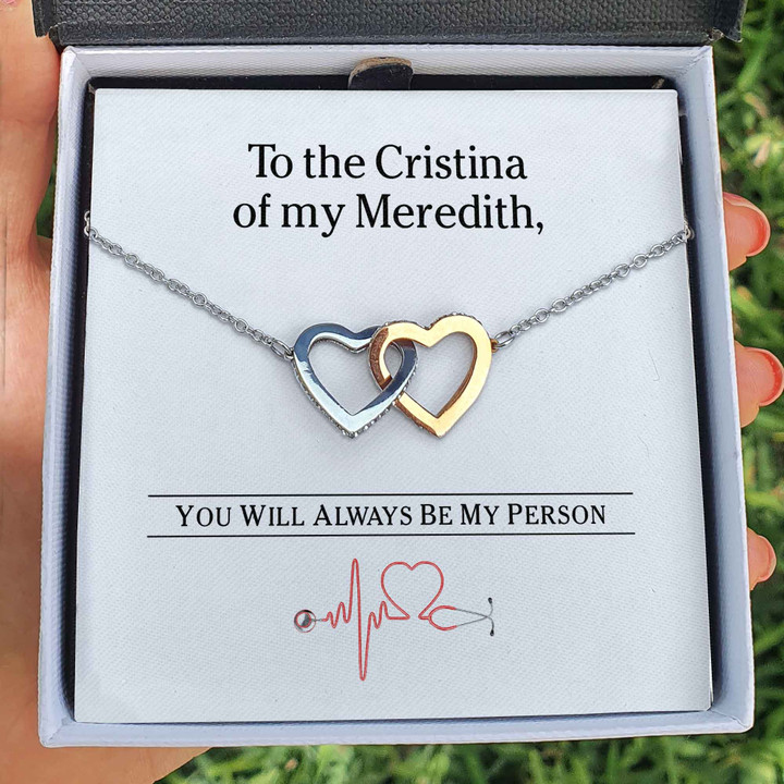 Pamaheart- Interlocking Hearts Necklace- To the Cristina of my Meredith - Interlocked Hearts Necklace- Youll Always Be My Person - 1