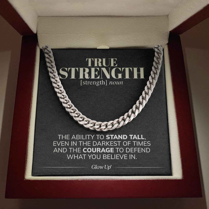 Pamaheart- True Strength - Stand Tall - Cuban Link Chain Necklace Gift For Man Husband Gift For Birthday Christmas - 1