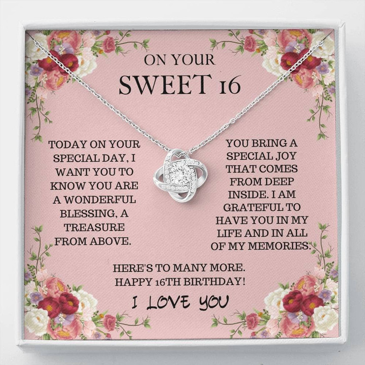 16th  Birthday Neaklace - Special Joy Love Knot Necklace Sweet 16 Necklace Sweet 16th Sixteenth Birthday Sweet 16 Present Sweet Sixteen Gift Sweet 16 Gift Idea Gift for 16th Birthday - 1