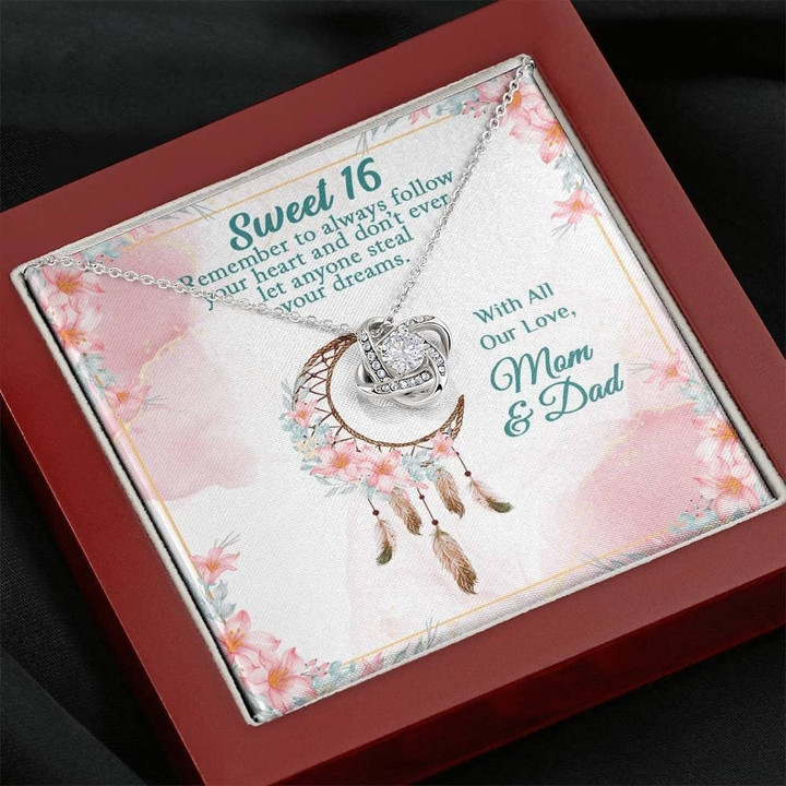 16th  Birthday Neaklace The Love Knot Necklace  Gift from Mom and Dad  Sweet Sixteen Birthday  16th birthday  Dainty Necklace  aesthetic Necklace  Thoughtful Gift  Unique Gift Necklace - 1