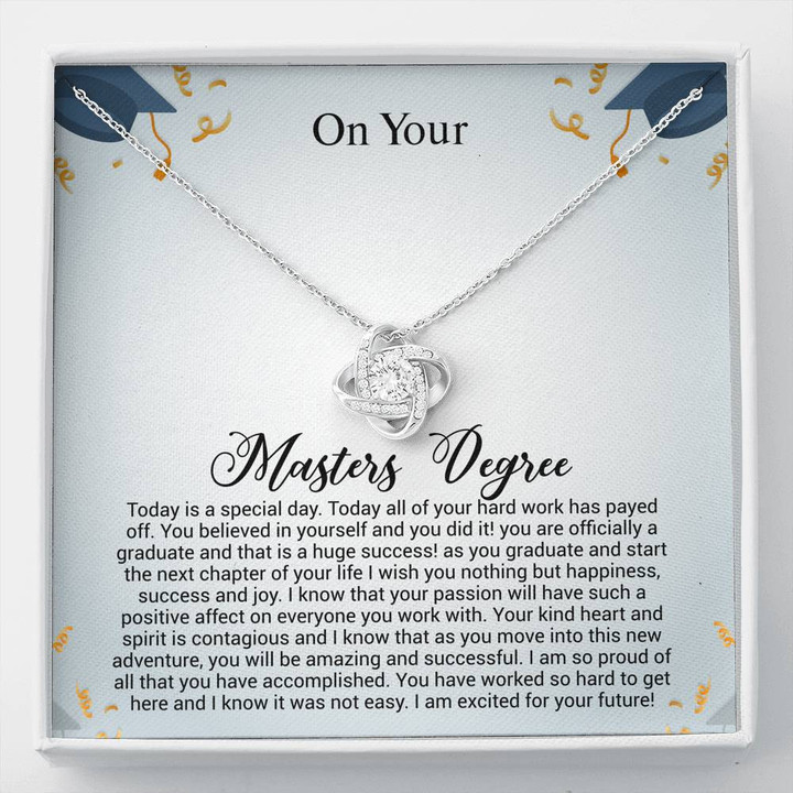 On Your Masters Degree - You believed in yourself and you did it - College High School Senior Master Graduation Gift - Class of 2022 Love Knot Necklace - LX036C - 1