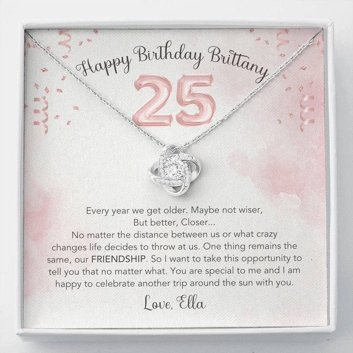 25th Birthday Gift for Best Friend 25th Birthday Necklace For Friend Bestie 25th Gifts BFF Birthday Unbiological Sister gifts Personalized 25th Birthday Necklace Gifts - 1