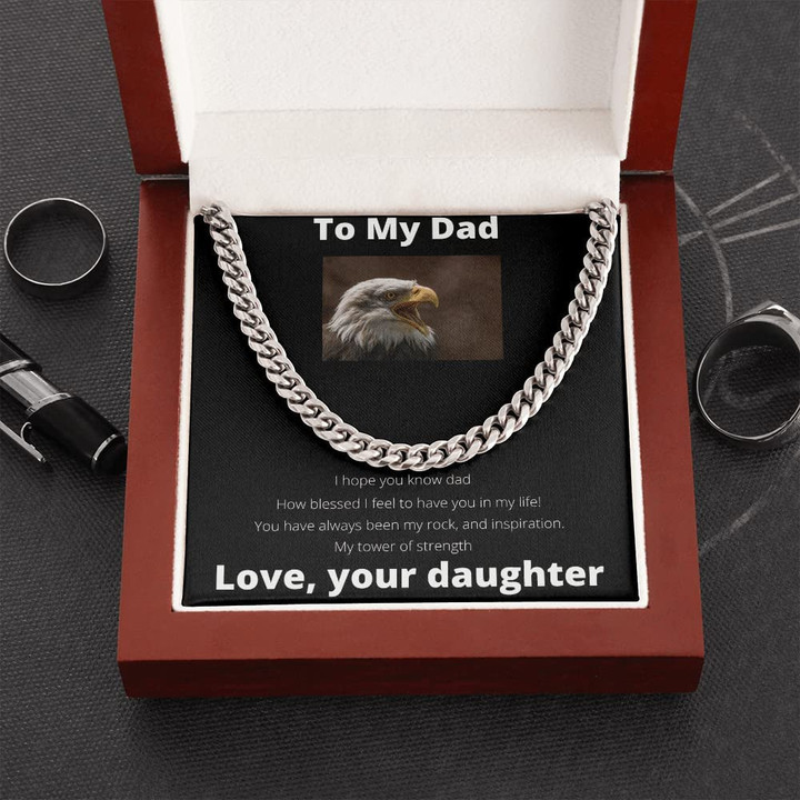 Handmade Jewelry - Personalized Gifts Custom Card Message Necklace Handmade Necklace Personalized Name Necklace To My Dad My Tower Of Strength Cuban Link Chain Necklace Gift For Dad Jewelry - 1