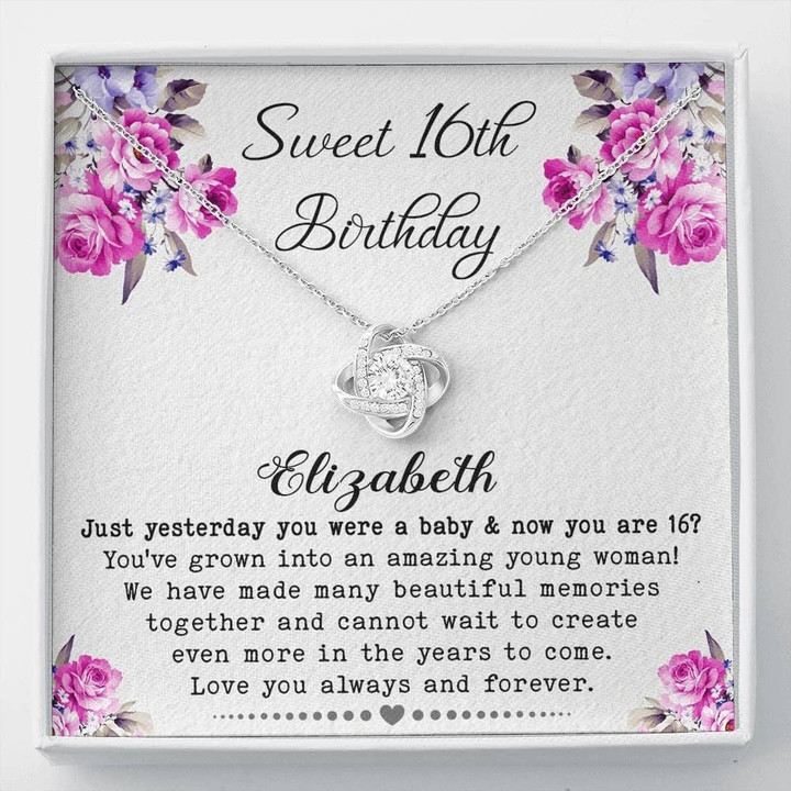 16th  Birthday Neaklace Message Card Jewelry - Personalized Gifts Sweet 16th birthday gift for daughter from mom Personalize Birthday Necklace happy 16th birthday Gift for daughter - 1