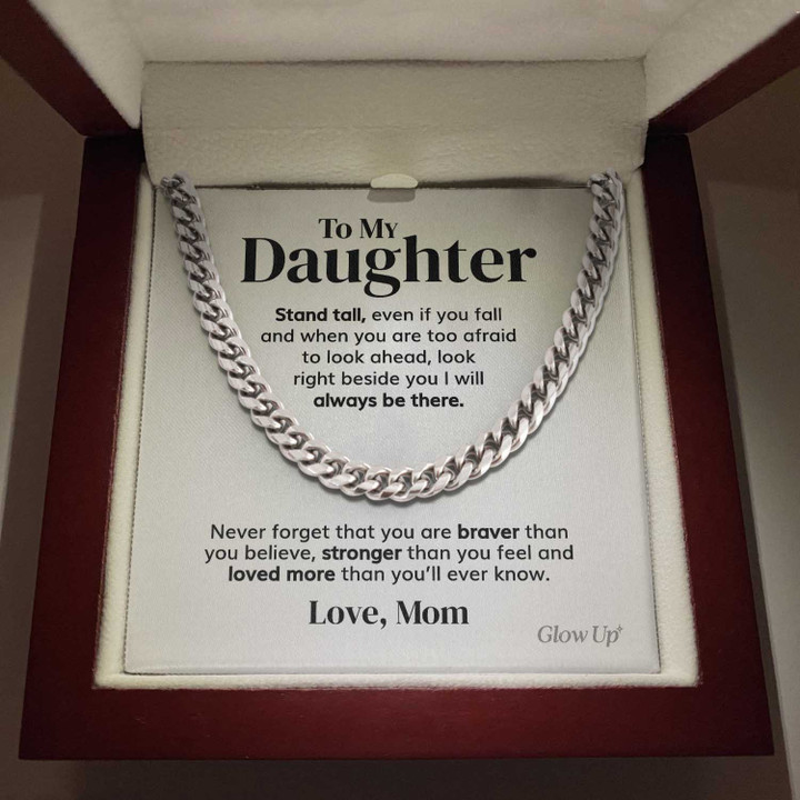 Pamaheart- To my Daughter - Stand tall from Mom - Cuban Link Chain Gift For Man Husband Gift For Birthday Christmas - 1