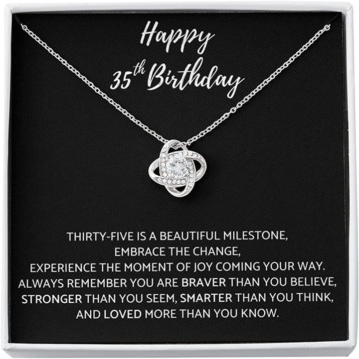 35th Birthday Necklace The Love Knot Necklace  Sister Best Girl Friend Female Daughter Niece Cousin Mom Grandma Auntie Lady Unique Gift Necklace for Birthday - 1