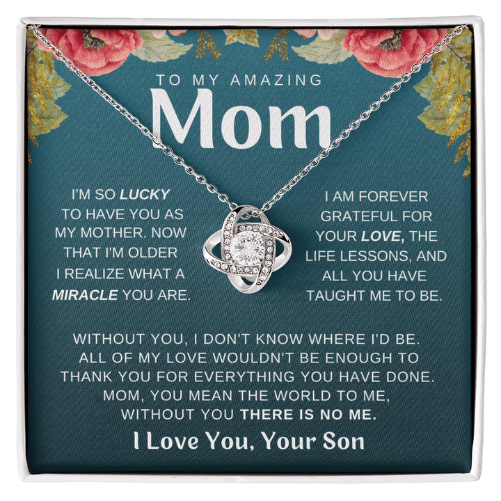 Pamaheart- Love Knot Necklace- Lucky to Have You Gift for Mom from Son- Limited Edition - Grab Yours Now - 1