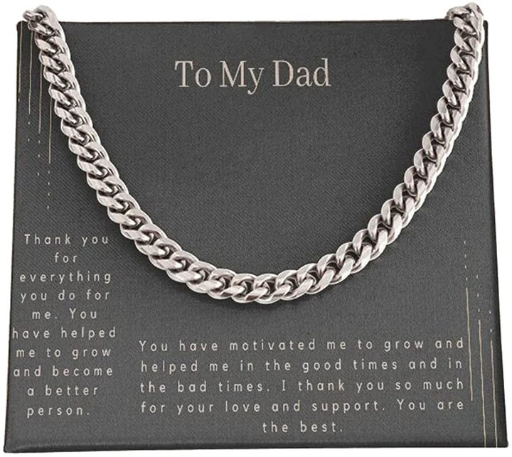 To my Dad Thank You For Everything Cuban Link Chain Necklace For Dad Necklace For Fathers Day Gift For Fathers Day Cuban Link Chain Necklace For Dad Personalized Gift For Dad - 1