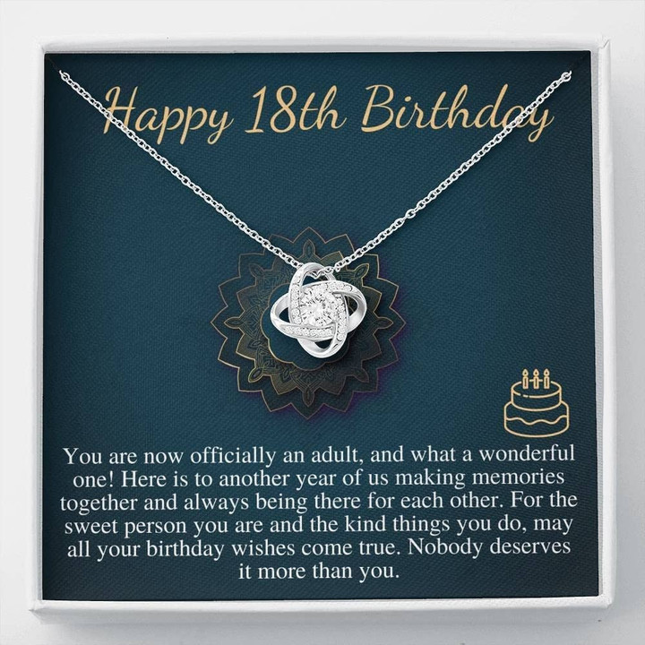 18th Birthday NecklaceThe Love Knot Necklace 18th Birthday Gift For Girl Gift for 18 year old girl Birthday gift for herEighteen Birthday Gift Idea Unique Gift Necklace for Birthday - 1