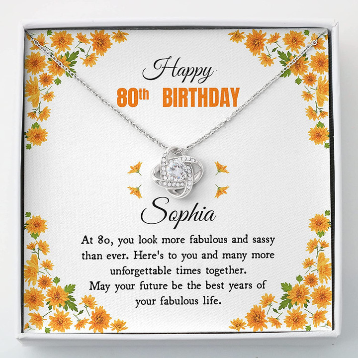 80th Birthday Necklace Gift for Women  Love Knot Pendant Gift for 80th Birthday  Eighty Fabulous Gift Ideas  Meaningful Message Card  Gift Box for Grandma Unique Gift for Her - 1