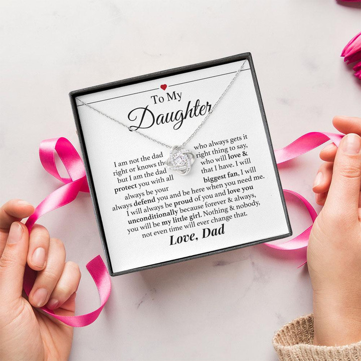 To My Daughter Granddaughter Necklace - I Will Always Be Your Biggest Fan My Little Girl - Personalized Love Knot Necklace - 1