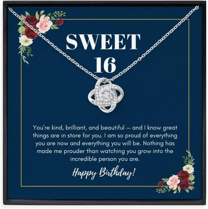 16th Birthday Necklace Sweet Sixteen Birthday 16th Birthday Daughter Granddaughter Niece 16th Birthday Gift Sweet 16 Jewelry Gift Necklace With Message Card and Box - 1