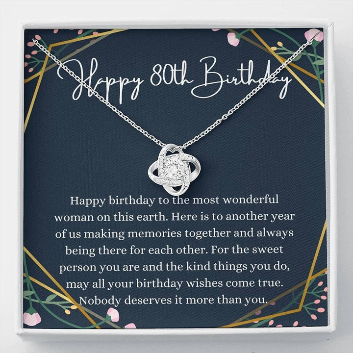 80th Birthday Necklace GiftFor Her  80th Birthday Gift For Her eightieth Birthday Gift For Women Friend 80th Birthday Friend 80th Necklace With Message Card Box - 1