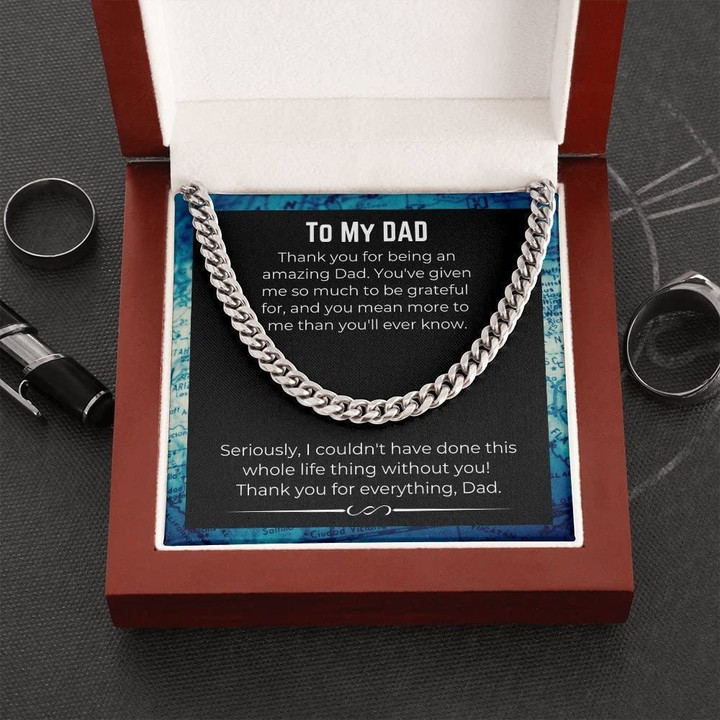 Message Card Necklace Handmade Jewelry Message Necklace Jewelry Card Dad Cuban Link Chain necklace on message card Perfect for Christmas Birthday Gift to father from Daughter or Son - 1